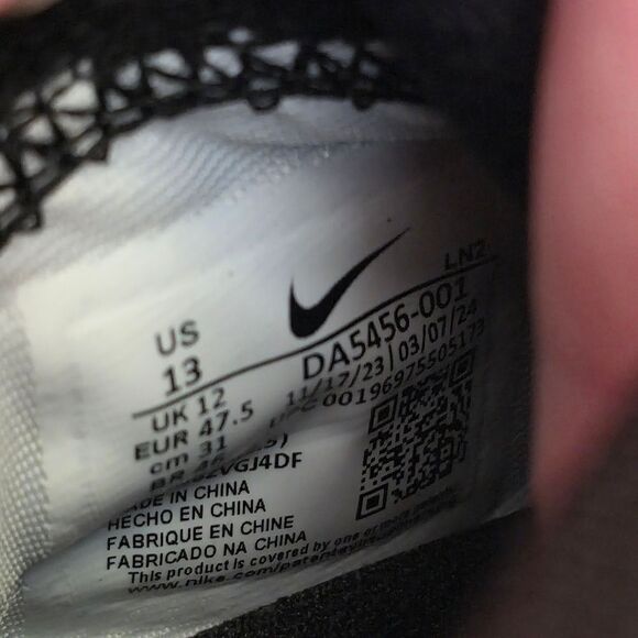 Nike Vapor Edge Pro 360 2 Football Cleats Black White DA5456-001 Men's Size 13 - Picture 7 of 7